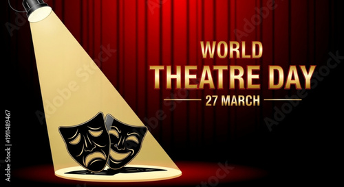 Theatre masks under spotlight on world theatre day march 27 celebrating performing arts and drama