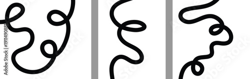 Three black sinuous lines on white background