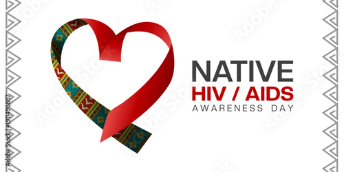 National Native Hiv Aids Awareness Day. Heart shape stethoscope. Great for posters, banners, social media and more. White background. 