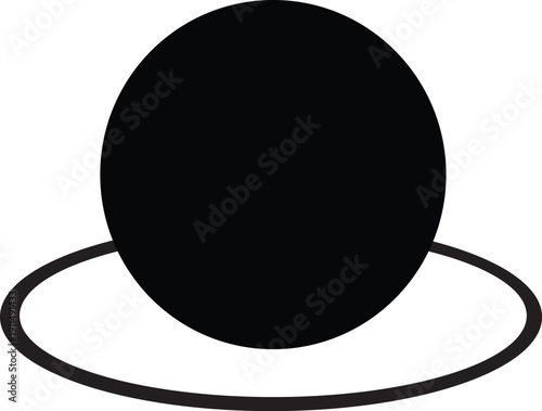 Abstract black sphere silhouette vector design on elliptical base. Minimalist graphic element with transparent background, ideal for modern digital icons