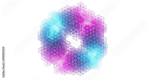 Abstract Cube Network with Gradient Colors