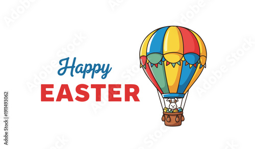 Vibrant hot air balloon celebrates easter sunday with joy