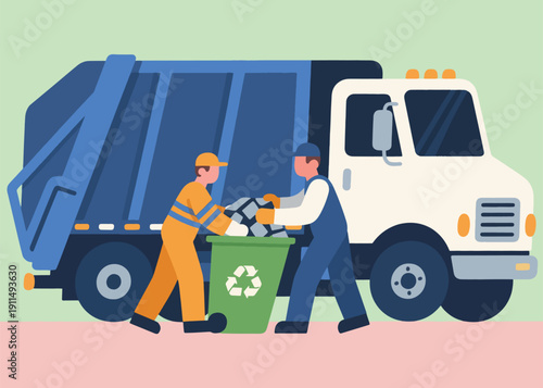 Garbage Officer Illustrator Artwork Creative Design Template 
