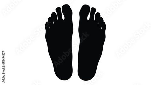 A pair of black footprints on a white background, symbolizing a journey or path taken. Vector