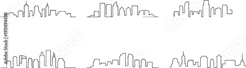 Set of cityscape line design. Beautiful city view.one line icon illustration with white background