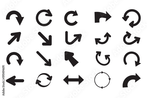 Direction arrow line icons, minimalist navigation pointer symbol set in clean outline style, editable scalable vector graphics for mobile app interface