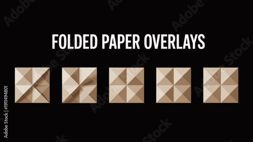 A dark background displays repeated square patterns created by folded paper showcasing varying light and shadow effects high quality professional detailed modern elegant stylish clean crisp