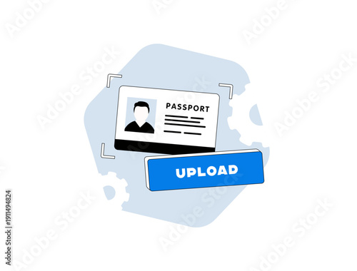KYC verification process, eKYC solution with document upload icon, digital identity authentication for online banking and fintech compliance, modern flat security design 2026 vector illustration