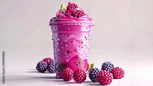 Berry Smoothie with Fresh Berries and Garnish.