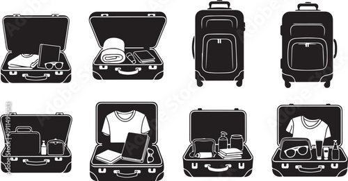 Packing a Suitcase with Travel Essentials and Clothing Items