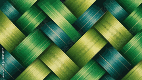 An abstract image showcases a woven pattern of vibrant green and yellow tones creating a textured and geometrically pleasing visual experience high quality professional detailed modern