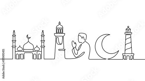 A continuous line drawing depicts iconic istanbul landmarks including the hagia sophia blue mosque and galata tower high quality professional detailed modern elegant stylish clean crisp