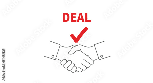 Handshake with checkmark and deal text
