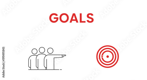 Two people setting goals and aiming at a target together in a simple illustration