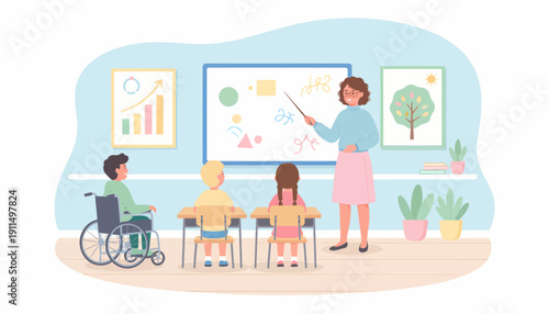 Teacher Educating Students in Classroom Setting.
