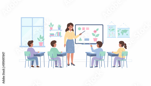 Teacher Educating Students in Classroom Setting.
