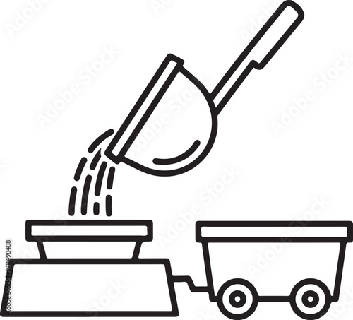 Industrial smelting process pouring molten metal into mold from ladle on factory production line with transport cart and manufacturing gear