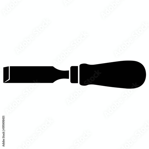 icon featuring a side-profile silhouette of a wood chisel, highlighting its sharp, dramatically angled tip. Perfect for carpentry, woodworking, and craftsmanship branding