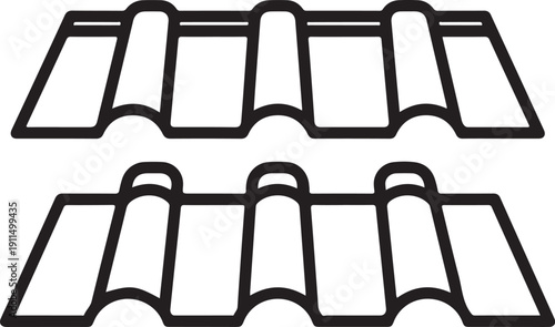 Metal roof shingles outline pattern for industrial building construction roofing materials architectural design isolated on gray background