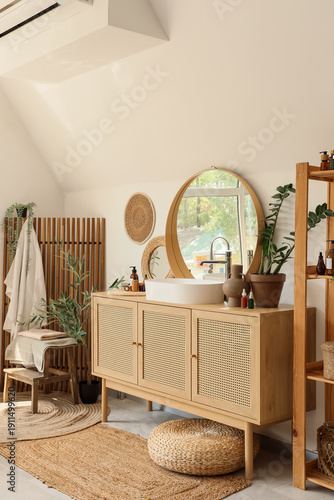 Interior of bathroom with d...