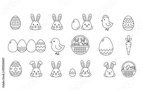 Easter sunday icons easter eggs easter bunny and springtime celebrations