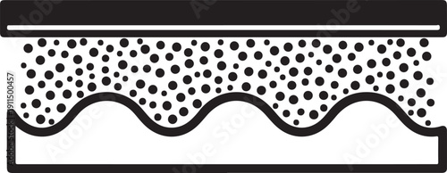 Structural building insulation layer diagram with wavy moisture barrier and foam particles for construction architecture and thermal energy