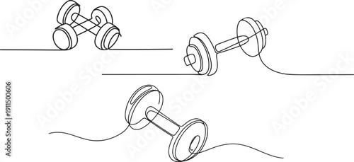Set of light dumbbells one line art.one line icon illustration with white background