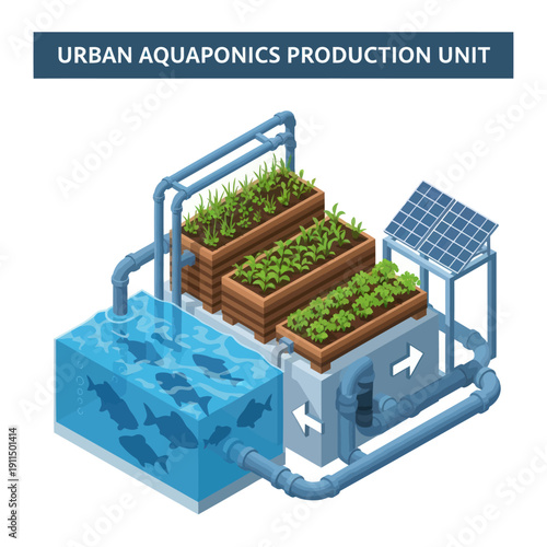 Aquaponics System with Fish and Plants.