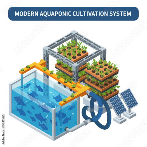 Modern Aquaponic System with Fish and Plants.