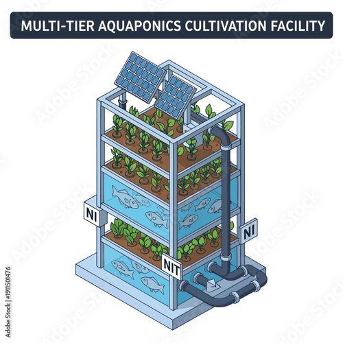 Multi Tier Aquaponics System Cultivation Facility.