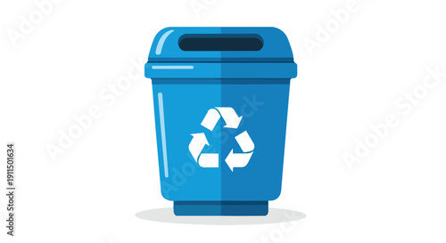 Bright blue recycling bin illustration, a universal symbol of eco-friendly waste management and resource conservation for a sustainable environment