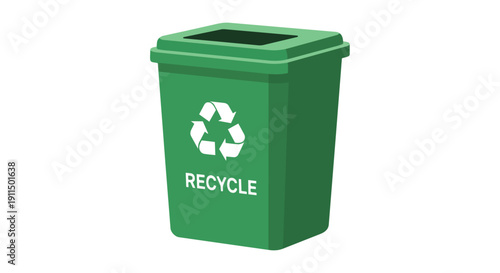 Bright green receptacle for waste sorting and ecological responsibility promoting sustainable environmental practices and global resource