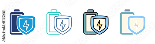 Power Shield icon set multiple style collection