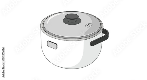 Contemporary household cooking vessel graphic representation featuring a sleek design a functional lid and ergonomic grips perfect for daily meal