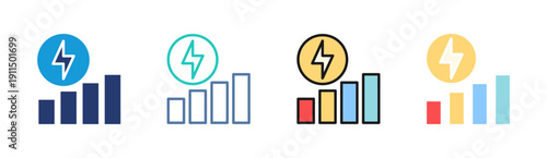 Energy Chart icon set multiple style collection