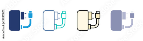 Power Adapter icon set multiple style collection