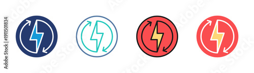 Power Cycle icon set multiple style collection