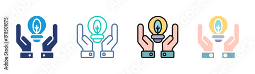 Energy Care icon set multiple style collection