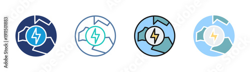 Energy Process icon set multiple style collection