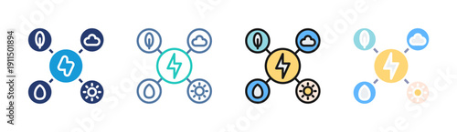 Energy System icon set multiple style collection