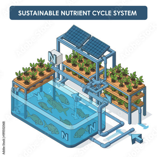 Sustainable Nutrient Cycle System Hydroponic Setup.