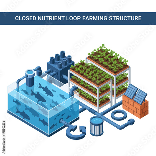 Closed Nutrient Loop Farming System Illustration.