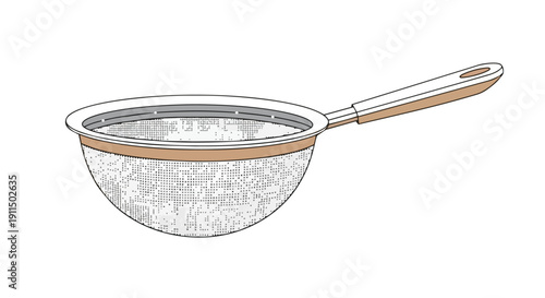 Modern kitchen sifter illustration for culinary tasks and ingredient refinement and precise filtering