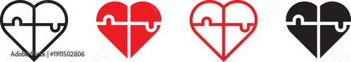 Cross plus heart medical icon set. Health care icon element for design projects. Healthcare and pharmacy symbols. Healthcare Professional Icons