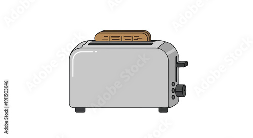 A contemporary home toaster with two bread slices emerging illustrating quick breakfast preparation and domestic convenience for morning meals at home
