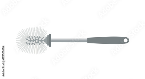 Modern flat design illustration of a bathroom toilet brush, essential for household cleaning and hygiene