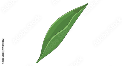 A vibrant green leaf illustration set against a pristine white background, showcasing natural simplicity and botanical elegance, perfect for