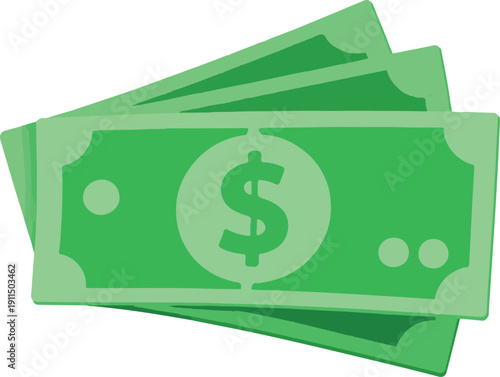 Vector art of stack of green dollar bills with a dollar sign