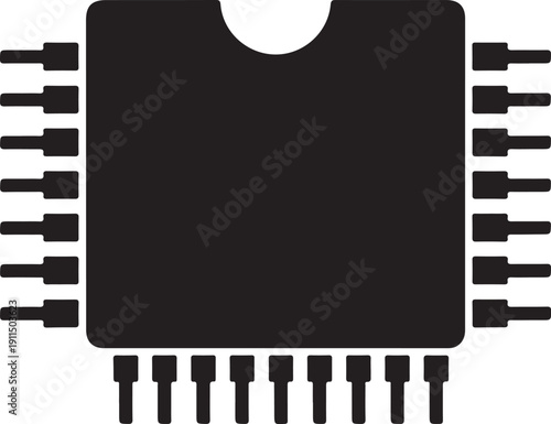 Computer chip or microprocessor for electronic device and data processing with multiple pins for connection