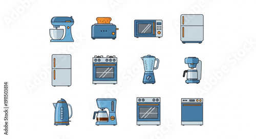 Wallpaper Mural Collection of modern kitchen appliances in blue. Torontodigital.ca